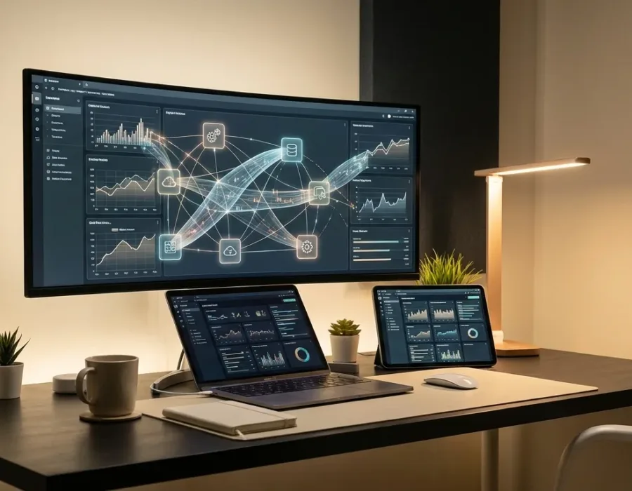 Schéma d'intégration ERP avec connexions entre systèmes
